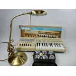 BONTEMPI BOXED B3 ORGAN, modern tabletop reading lamp and a cased set of boule