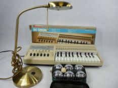 BONTEMPI BOXED B3 ORGAN, modern tabletop reading lamp and a cased set of boule