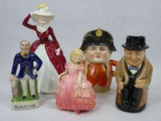 DOULTON, COALPORT & OTHER FIGURINES & JUGS, 5 ITEMS - Royal Doulton 'Rose' HN1368, Coalport Ladies