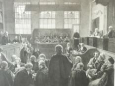 POLITICAL & OTHER TRIAL COURT INTERIOR SCENE PRINTS (3) - a vintage example titled 'The Plea',