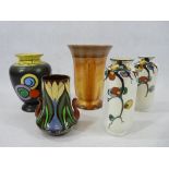 WILEMAN & CO, FOLEY INTARSIO & SHELLEY GROUP OF VASES (5) - The Intarsio decorated with stylised