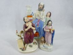 STAFFORDSHIRE POTTERY PORTRAIT FIGURINES (3) - to include a large figural group titled 'Samuel and