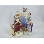 STAFFORDSHIRE POTTERY PORTRAIT FIGURINES (3) - to include a large figural group titled 'Samuel and