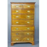 REGENCY MAHOGANY CHEST ON CHEST - the cornice with Greek Key decoration over two short and six