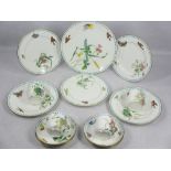 MINTONS TEA WARE, 16 PIECES - with turquoise beaded jewel borders and transfer bird, butterfly and