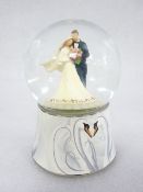 TWINKLE MUSICAL SNOW TYPE GLOBES - depicting a Wedding Couple (4), boxed