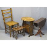 VINTAGE & LATER OCCASIONAL FURNITURE PARCEL, 4 ITEMS - an oak table/magazine rack, 57.5cms H,