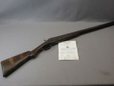 DEACTIVATED PARKER BROTHERS HAMMER ACTION 12 BORE DOUBLE BARREL SHOTGUN - patented November 13th