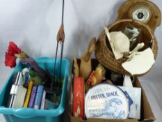 MIXED DECORATIVE & HOUSEHOLD GOODS, portable DVD player, wicker shopping basket and contents, ETC