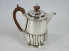 VICTORIAN HOT WATER POT - London 1877, 13.1 ozt, stamped to the base 'Dobson Piccadilly' with half