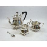 EDWARD VII THREE PIECE SILVER TEA SERVICE - London 1908 and 1909, makers James Aitchison & Horace