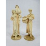 ROYAL WORCESTER FIGURINES, A PAIR - depicting male and female water carriers, Model Nos 1250,