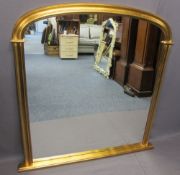 REPRODUCTION GILT FRAMED OVERMANTLE MIRROR - 122cms H, 120cms max W