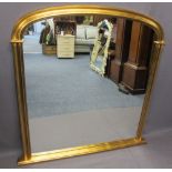 REPRODUCTION GILT FRAMED OVERMANTLE MIRROR - 122cms H, 120cms max W