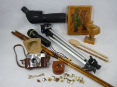 MIXED COLLECTABLES GROUP - a Maginon spotting scope on tripod stand, Vitomatic 2 vintage camera,