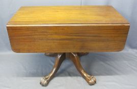 VICTORIAN MAHOGANY DROP LEAF PEDESTAL TABLE - single end drawer and opposing blind drawer with