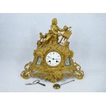FRENCH 19TH CENTURY GILT METAL MANTEL CLOCK - marked 'Simpson & Co Paris' to the dial and movement