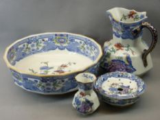 MASONS IRONSTONE CHINA WASH SET consisting large octagonal jug with snake handle, wash bowl, 41cms