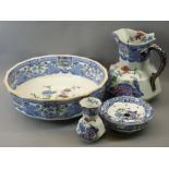 MASONS IRONSTONE CHINA WASH SET consisting large octagonal jug with snake handle, wash bowl, 41cms