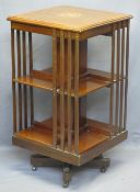 EDWARDIAN MAHOGANY REVOLVING BOOKCASE - 89.5cms H, 48 x 48cms top