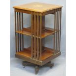 EDWARDIAN MAHOGANY REVOLVING BOOKCASE - 89.5cms H, 48 x 48cms top