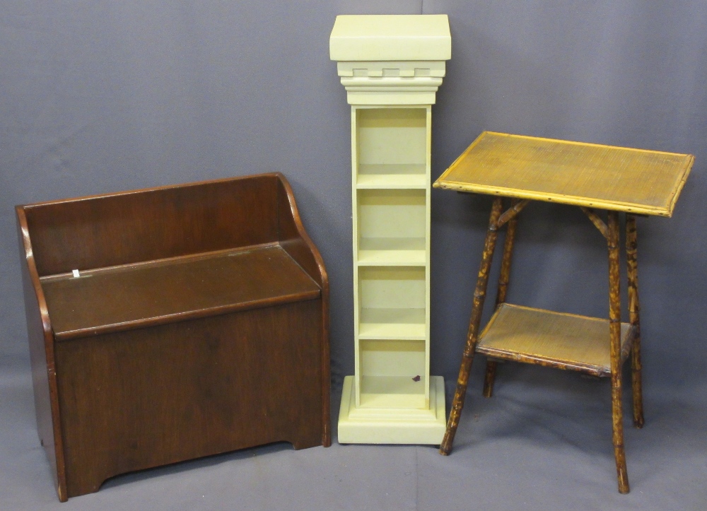 VINTAGE & REPRODUCTION FURNITURE ITEMS (3) - a two-tier bamboo occasional table with raffia shelf