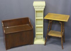 VINTAGE & REPRODUCTION FURNITURE ITEMS (3) - a two-tier bamboo occasional table with raffia shelf