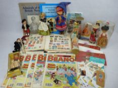 MINIATURE COLLECTOR'S DOLLS, Beano comics, vintage stamps and First Day Covers with a quantity of