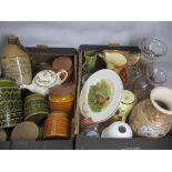 MIXED POTTERY & GLASSWARE (within 2 boxes), to include Japanese Satsuma ware, Sylvac planters,