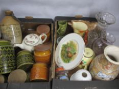 MIXED POTTERY & GLASSWARE (within 2 boxes), to include Japanese Satsuma ware, Sylvac planters,