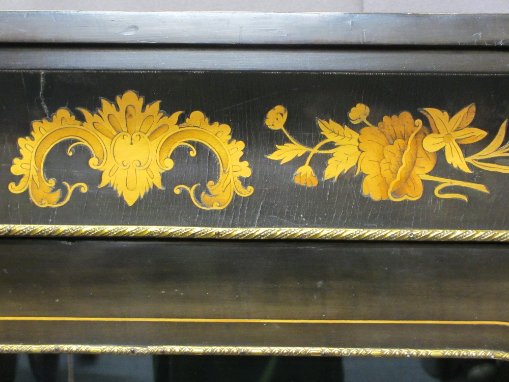 INLAID EBONISED SINGLE DOOR SIDE CABINET - with gilt metal mounts, 105cms H, 81cms W, 31cms D - Image 2 of 3