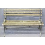 VINTAGE CAST IRON ANTIQUE SLATTED GARDEN BENCH - 73cms H, 122cms W, 53cms D