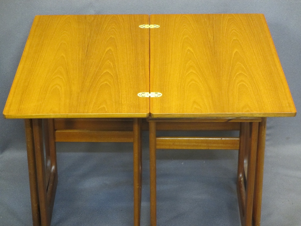 A H McINTOSH & CO SCOTLAND MID-CENTURY TEAK NEST OF THREE TABLES - the largest with swivel - Image 2 of 6