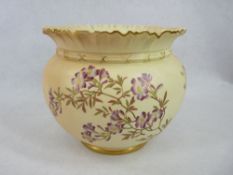 ROYAL WORCESTER PORCELAIN JARDINIERE - 1651 pattern, blush decorated with gilt highlighted floral