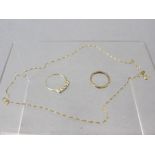 18 & 9CT GOLD JEWELLERY, 3 ITEMS including an 18ct gold fine link necklace, 40cms L, 2.9gms, 9ct