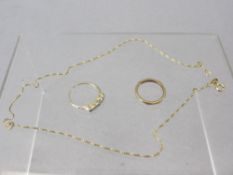 18 & 9CT GOLD JEWELLERY, 3 ITEMS including an 18ct gold fine link necklace, 40cms L, 2.9gms, 9ct