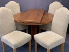 ROSENGAARDEN CIRCULAR TEAK EXTENDING DINING TABLE with two additional leaves and four modern