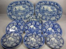 ROGERS 19TH CENTURY PEARL WARE, ELEPHANT PATTERN - 11 items and 6 associated side plates to