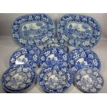 ROGERS 19TH CENTURY PEARL WARE, ELEPHANT PATTERN - 11 items and 6 associated side plates to