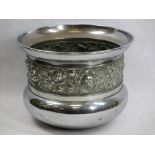 FLORAL EMBOSSED CHROME PLANTER - 22.5cms H