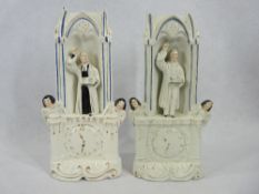 STAFFORDSHIRE PORTRAIT FIGURINES (2) - of John Wesley and Henry Cooke, both modelled standing in