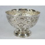 CHESTER SILVER PEDESTAL ROSE BOWL DATED 1905 - maker Charles Cooke, 13.9 ozt, 12.5cms H, 18.25cms