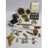MIXED COLLECTABLES GROUP - a Salter's pocket type scale, EP Port and Sherry ladles, antique and