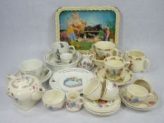 CHILDREN'S NURSERY TEAWARE, Wedgwood Beatrix Potter and a Royal Cauldon Corona teaset with teapot