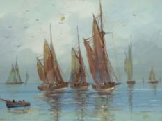 LATE 1930/20TH CENTURY watercolours, a pair - coastal scenes with numerous boats, indistinctly