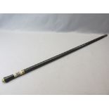 LATE 19TH/EARLY 20TH CENTURY ANGLO INDIAN SWORD STICK - in ebony with carved and stained bone detail