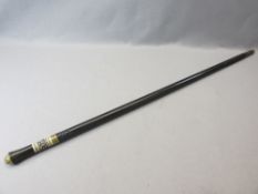 LATE 19TH/EARLY 20TH CENTURY ANGLO INDIAN SWORD STICK - in ebony with carved and stained bone detail