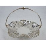 SWING HANDLE RETICULATED BREADBASKET - Birmingham 1933, maker William Adams Ltd, 12.2 ozt, 14.5cms