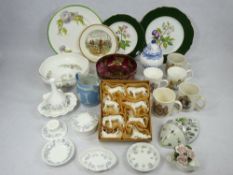 ASSORTED COLLECTABLE POTTERY & PORCELAIN - a box set of eight white horses, Wedgwood Angela