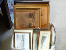 ETCHED COPPER & VARIOUS OTHER FRAMED PICTURES & PRINTS